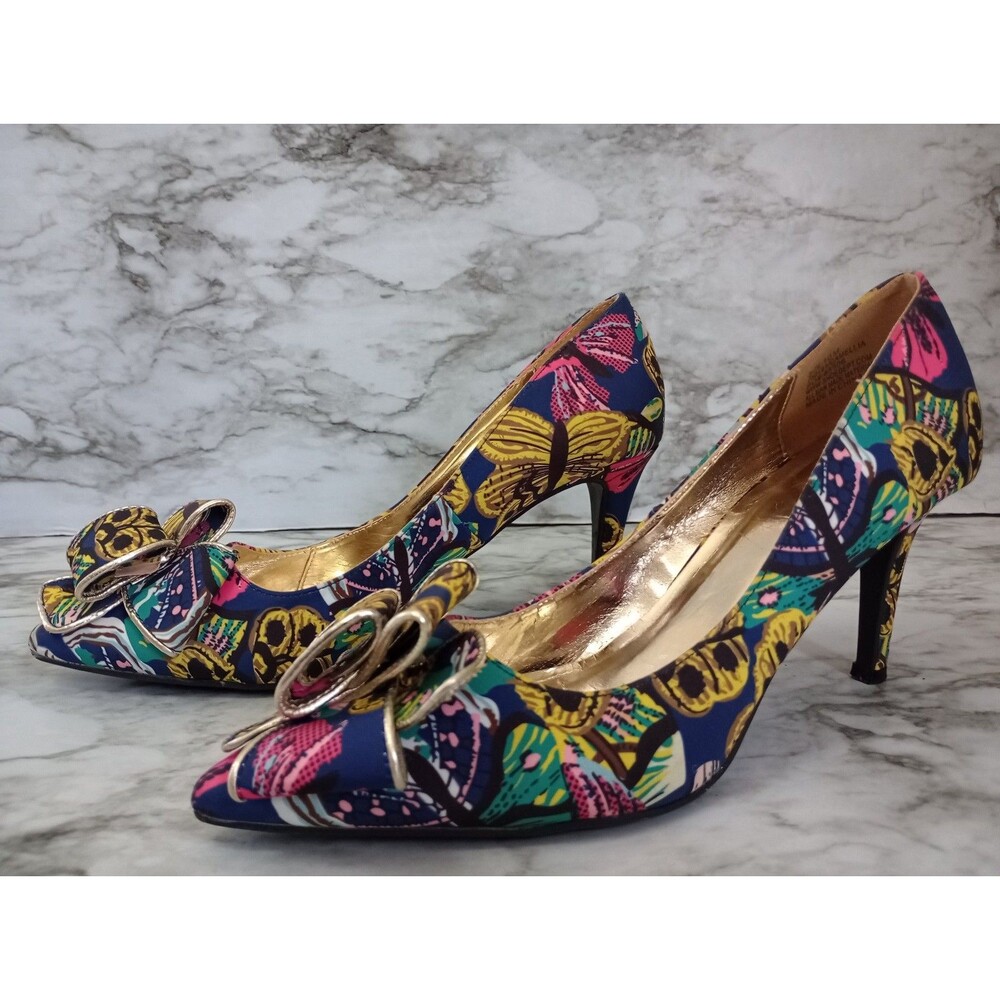 Torta Caliente Colorful Art to Wear Artsy High Heel Shoes Size 10M